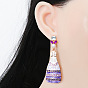 Champagne-Colored Oil-Coated Earrings with Sparkling Diamonds and Pearls