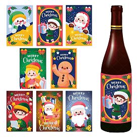 8Pcs PVC Christmas Waterproof Stickers, Self-adhesive Decals, for Wine Bottle