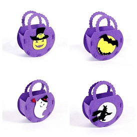 Felt Halloween Candy Bags with Handles, Halloween Treat Gift Bag Party Favors for Kids, Halloween Theme Pattern
