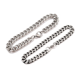 304 Stainless Steel Cuban Link Chain Bracelets for Men