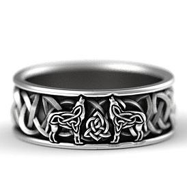 Vintage European and American Fashion Ring - Hip-hop Punk Style, Wolf Totem Defense Ring