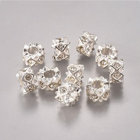 Эмали сплава Европейский бисером, со стразами классом a , бусины с большим отверстием, колонка, 11x6 мм, отверстие : 5 мм