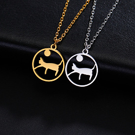 Cat Stainless Steel Pendant Necklace