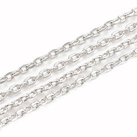 Chaînes de câble en laiton, chaînes de coupe de diamant, soudé, facette, avec bobine, ovale