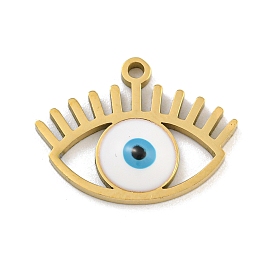 316 Surgical Stainless Steel Enamel Pendants, Evil Eye Charm, Golden