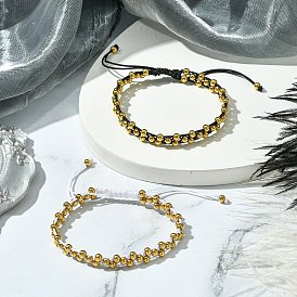 2шт. плетеные браслеты из нейлоновой нити для женщин, с 304 из нержавеющей стали бусы