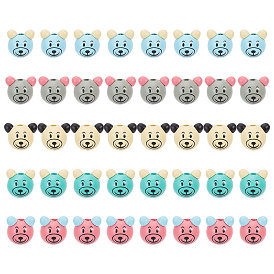 40шт. 5 цвета деревянные европейские бусины, бусины с большими отверстиями, медведь