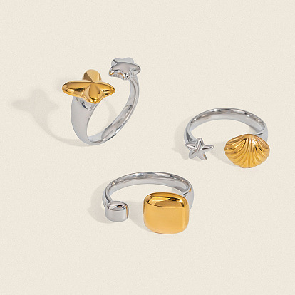 304 регулируемые манжеты из нержавеющей стали для женщин, настоящее золото и нержавеющая сталь