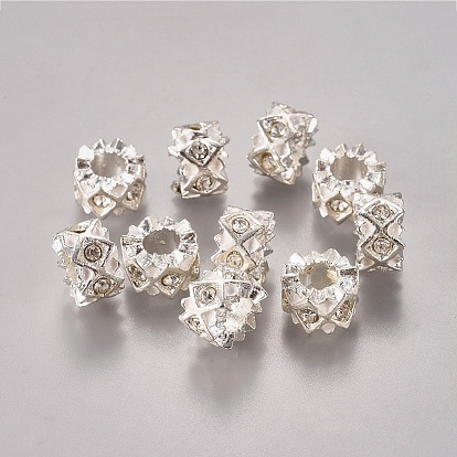 Эмали сплава Европейский бисером, со стразами классом a , бусины с большим отверстием, колонка, 11x6 мм, отверстие : 5 мм