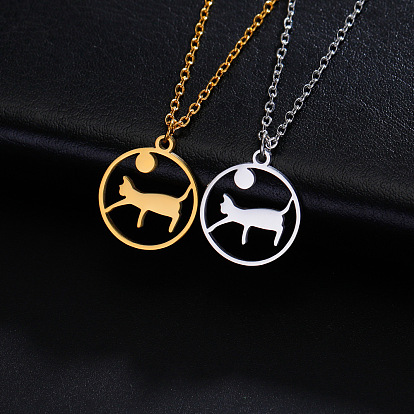 Cat Stainless Steel Pendant Necklace