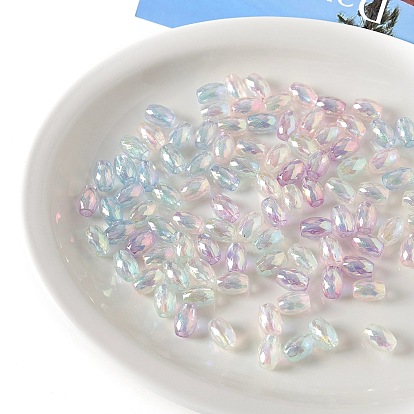 Opaque Acrylic European Beads, Large Hole Beads, Faceted, Barrel
