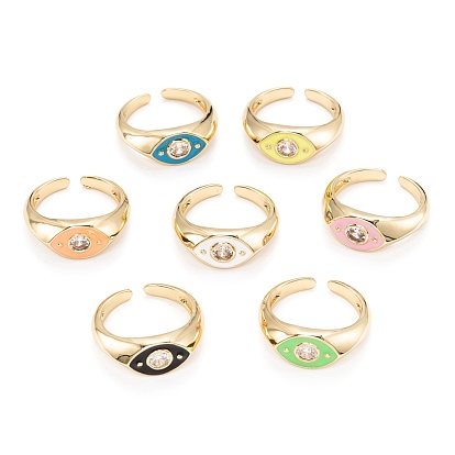 Латунные кольца из манжеты с прозрачным цирконием, с эмалью, долговечный, золотые, лошадиный глаз 
