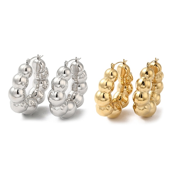 304 серьги-кольца из нержавеющей стали с круглыми бусинами