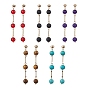 Natural & Synthetic Mixed Gemstone Dangle Stud Earrings, Golden 304 Stainless Steel Tassel Earrings