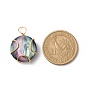 Resin Imitation Shell Pendants, with Copper Wire Wrapped, Half Round Charm