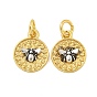 Долговечные латунные подвески, с прыжковых колец, плоский круглый с пчелами