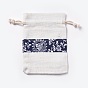 Cotton and Linen Cloth Packing Pouches, Drawstring Bags, with Flower Pattern