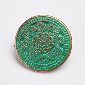 Tibetan Style Alloy Shank Buttons, Flat Round
