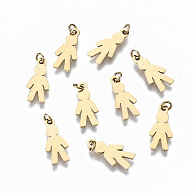 304 Stainless Steel Charms, with Jump Rings, Laser Cut, Boy