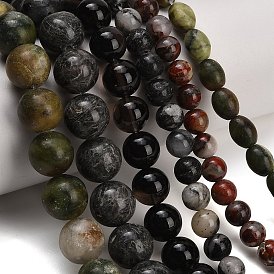 Natural Mixed Stone Beads Strands, Smooth Round, Mixed Dyed and Undyed, Grade B