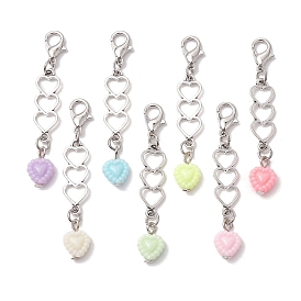 Heart Acrylic Pendant Decorations, Alloy Lobster Claw Clasps Charm for Bag Key Chain Ornaments