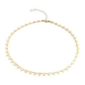 Brass Heart Link Chain Necklaces, Long-Lasting Plated, with 304 Stainless Steel Lobster Claw Clasps