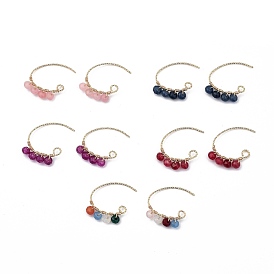 Dangle Earrings, with Natural Malaysia Jade Rondelle Beads and Real 18K Gold Plated Brass Earring Hooks