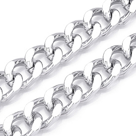 Aluminum Diamond Cut Faceted Curb Chains, Cuban Link Chains, Unwelded