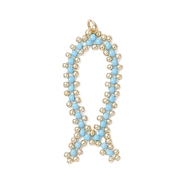 Подвески в виде рыбок из стеклянных бус, с открытыми пружинными кольцами из нержавеющей стали 304, реальный 18 k позолоченный