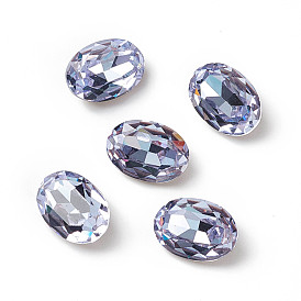 Eletroplated K9 Glass Rhinestone Cabochons, Pointed Back & Back Plated, Oval