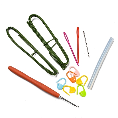 Набор для начинающих вязания пряжи «Майский ландыш», включая подставку для фоторамки, пряжа, лента, Пластиковый маркер петель, крючки и игла для вязания