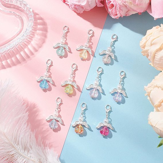 Подвески в форме сердца из прозрачной смолы в виде ангела, Сплав с застежками когтя омара