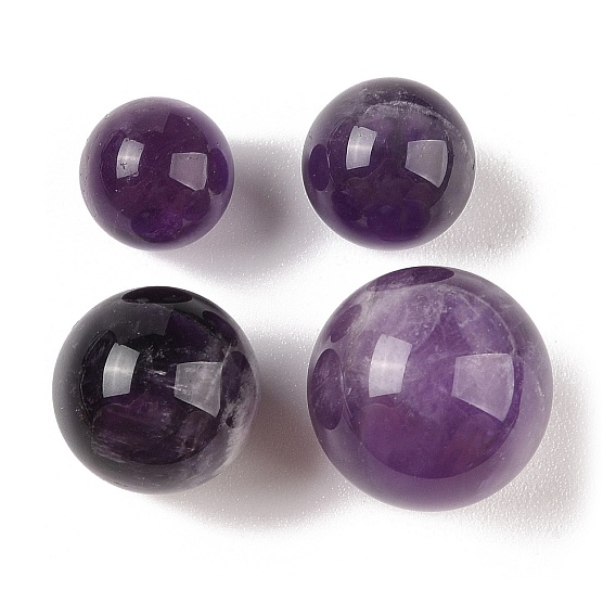 Сферические бусины из натурального аметиста без отверстий, круглые