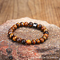 Natural Tiger Eye and Lava Stone Beaded Bracelet for Men and Women - Yoga Meditation Jewelry
