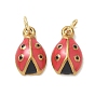 304 Stainless Steel Enamel Pendants, Ladybug/Ladybird Charms, Ion Plating(IP)