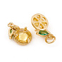 Brass Micro Pave Cubic Zirconia Charms, with Jump Ring, Lemon