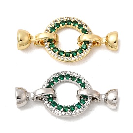 Латунное микропейв, прозрачный кубический цирконий, складные застежки, со стеклом, круглые кольца