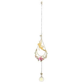 Décoration pendentif lune elfe en laiton, Gland rond en verre pour ornements suspendus d'extérieur de jardin