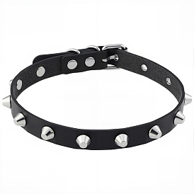 Ожерелья-чокеры из искусственной кожи с заклепками из сплава в стиле панк-рок, платина