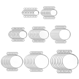 64 шт. 8 стили 304 нержавеющая сталь кабошон соединительные настройки, чашки безель с краями, плоско-круглые