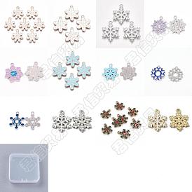 60Pcs 12 Style Alloy Pendants, with Enamel, Snowflake