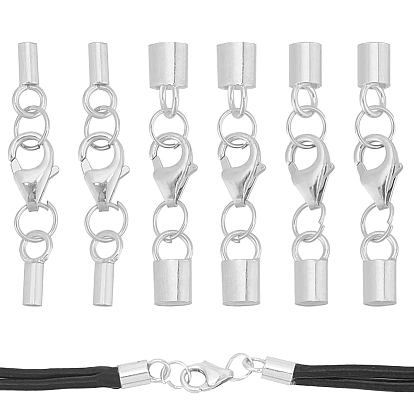 6Застежки-когти из стерлингового серебра, Торцевые крышки, с прыгающими кольцами и двойными концами шнура