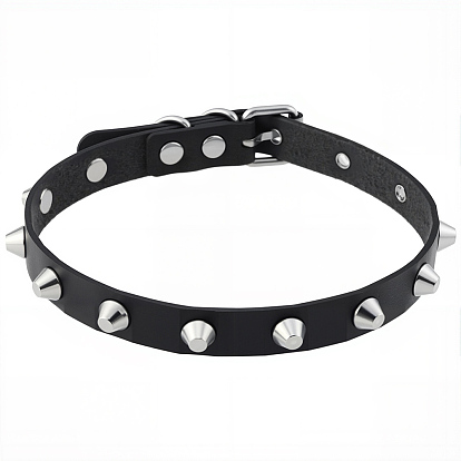 Ожерелья-чокеры из искусственной кожи с заклепками из сплава в стиле панк-рок, платина