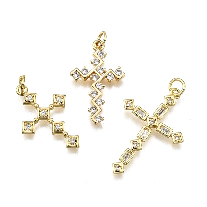 Латунные микро проложить кубического циркония подвески, крестик, долговечный, без свинца и без кадмия, стойки покрытие, с целью перехода в кольце