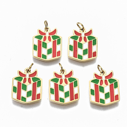 316 dijes de esmalte de acero inoxidable quirúrgico, con anillos de salto, caja de regalo de navidad colorida