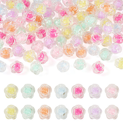 100шт. прозрачные пластиковые бусины, бусина в бусине, роза