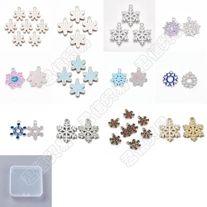 60Pcs 12 Style Alloy Pendants, with Enamel, Snowflake