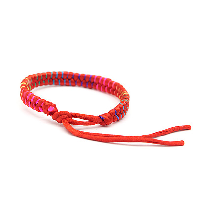 Polyester Braided Woven Cord Bracelet, Ethnic Tribal Adjustable Bracelet