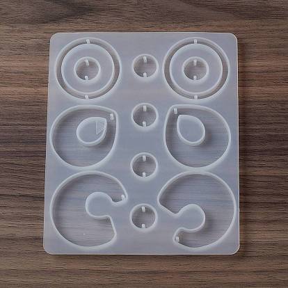 DIY Pendant Food Grade Silicone Molds, Resin Casting Molds, for UV Resin, Epoxy Resin Jewelry Makings, Round & Teardrop & C-shape