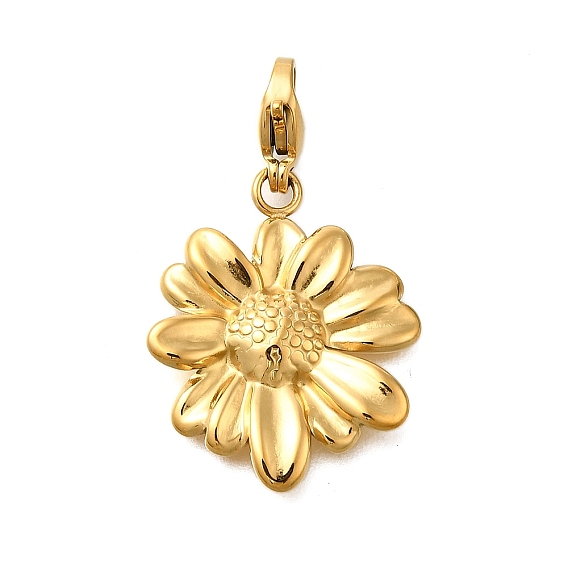 Подсолнух 304 подвесные украшения из нержавеющей стали, ионное покрытие (ip), с застежкой омар коготь